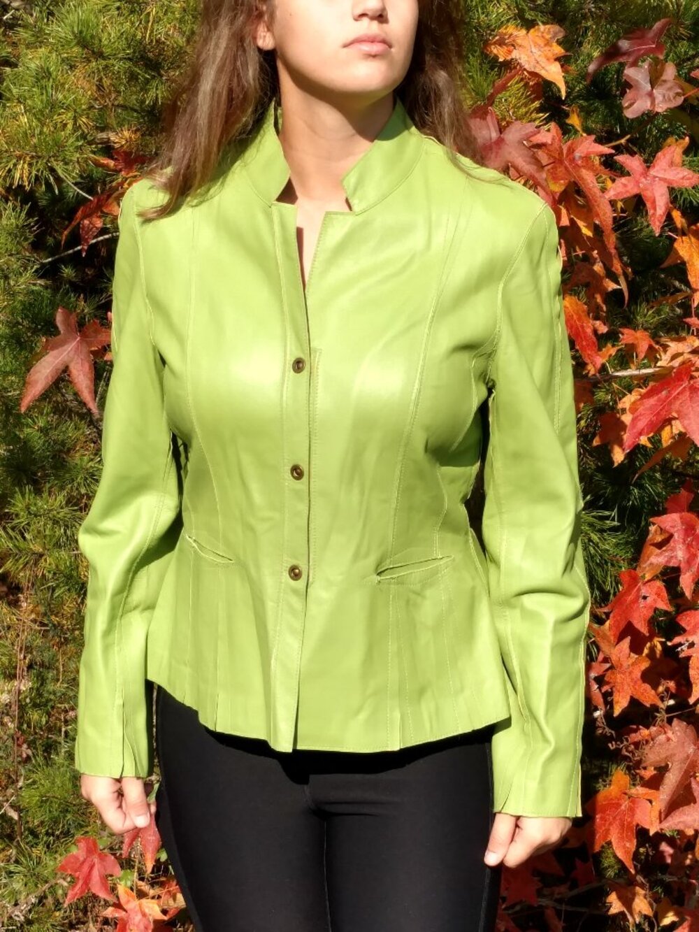 Jones New York Green Leather Jacket Sz. 10